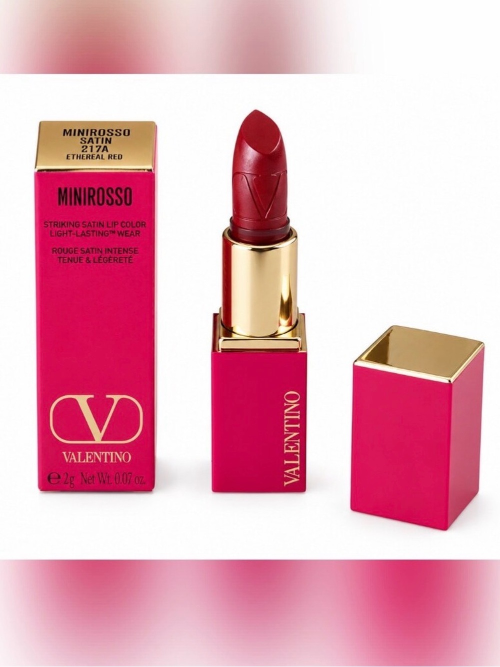 Valentino Minirosso 217A Satin Lipstick - Ethereal Red Shade
